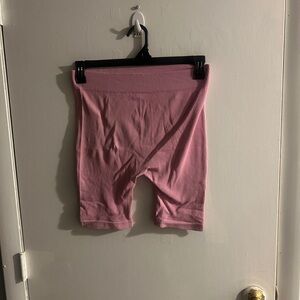 Casual Pink Ribbed Workout Shorts